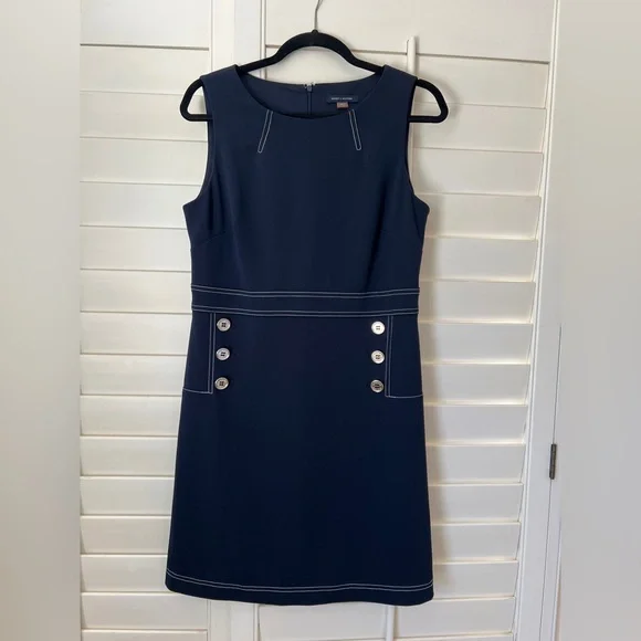 Navy Blue Sleeveless Dress with Button Accents size 10 - Picture 1 of 4